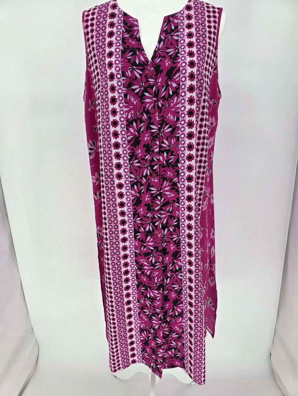Bob‎ Mackie Wearable Art Pink Floral Sleeveless Shift Dress NWT Medium